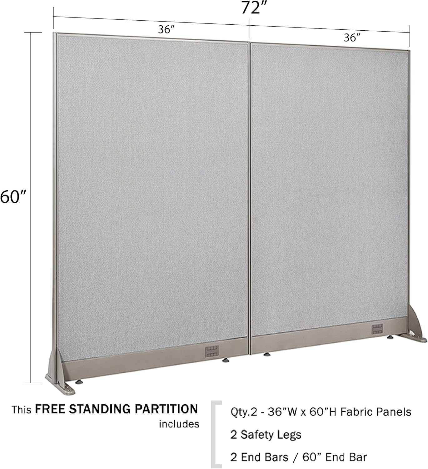GOF Freestanding Office Partition, Large Fabric Room Divider Panel, 72" W x 60" H
