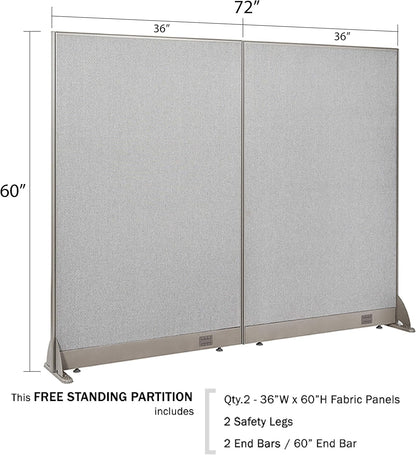 GOF Freestanding Office Partition, Large Fabric Room Divider Panel, 72" W x 60" H