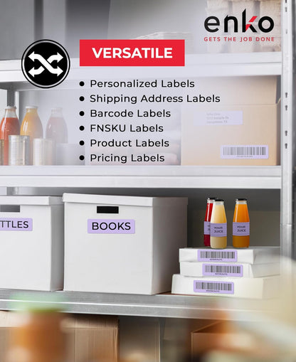 enKo [6 Rolls, 2100 Labels] Address, Shipping & Barcode Labels 30252 - Lavender (1-1/8" x 3-1/2") Compatible for Dymo LabelWriter
