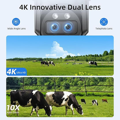 SV3C 4K Dual-Lens PTZ WiFi Outdoor Security Camera, Dual-Band Auto-Tracking ONVIF IP Dome, Color Night Vision, Human & Vehicle Detection, Waterproof, 24/7 Recording, Blueiris & Camhipro Compatible