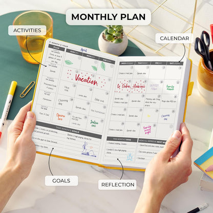 Clever Fox Daily Planner – Undated Planning Notebook with Hourly Schedule & To-Do List – Personal Day Task & Work Organizer, 6 Months (Amber Yellow)