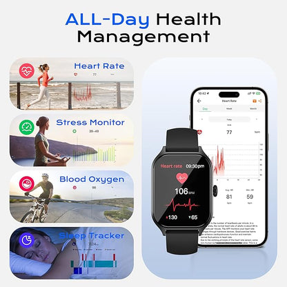 ChatGPT AI Translation Smart Watch, AMOLED Display Fitness Tracker, Fitness Watch,Watches for Man and Women,Titanium Alloy IP68 Waterproof, Multi-Sport Modes, Compatible with Android & iOS,Black