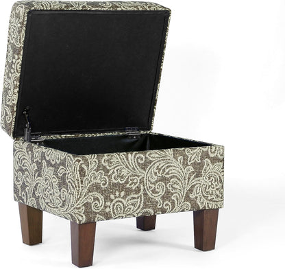 Home Decor | Dinah Collection Modern Storage Ottoman | Ottoman with Storage for Living Room & Bedroom(Brown Jacobean Print)