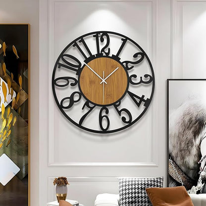Large Wall Clock for Living Room Decor, 32 Inch Non Ticking Silent, Battery Operated Modern Vintage Oversized Wall Clock for Bedroom Kitchen
