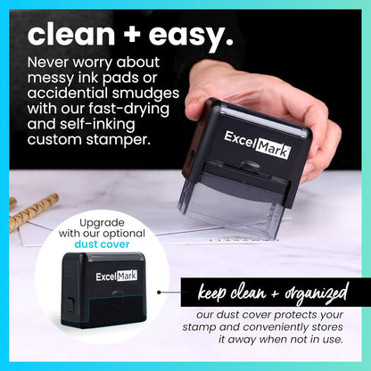 ExcelMark Custom Rubber Stamp – Clean & Easy Stamping – Personalized Self-Inking Stamp (Large)