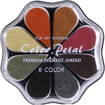 YPSelected 8 Assorted Multi Colours Waterdrop Shaped Craft Rubber Stamps Petal Ink Pads for Paper Wood Fabric (Set 1022)