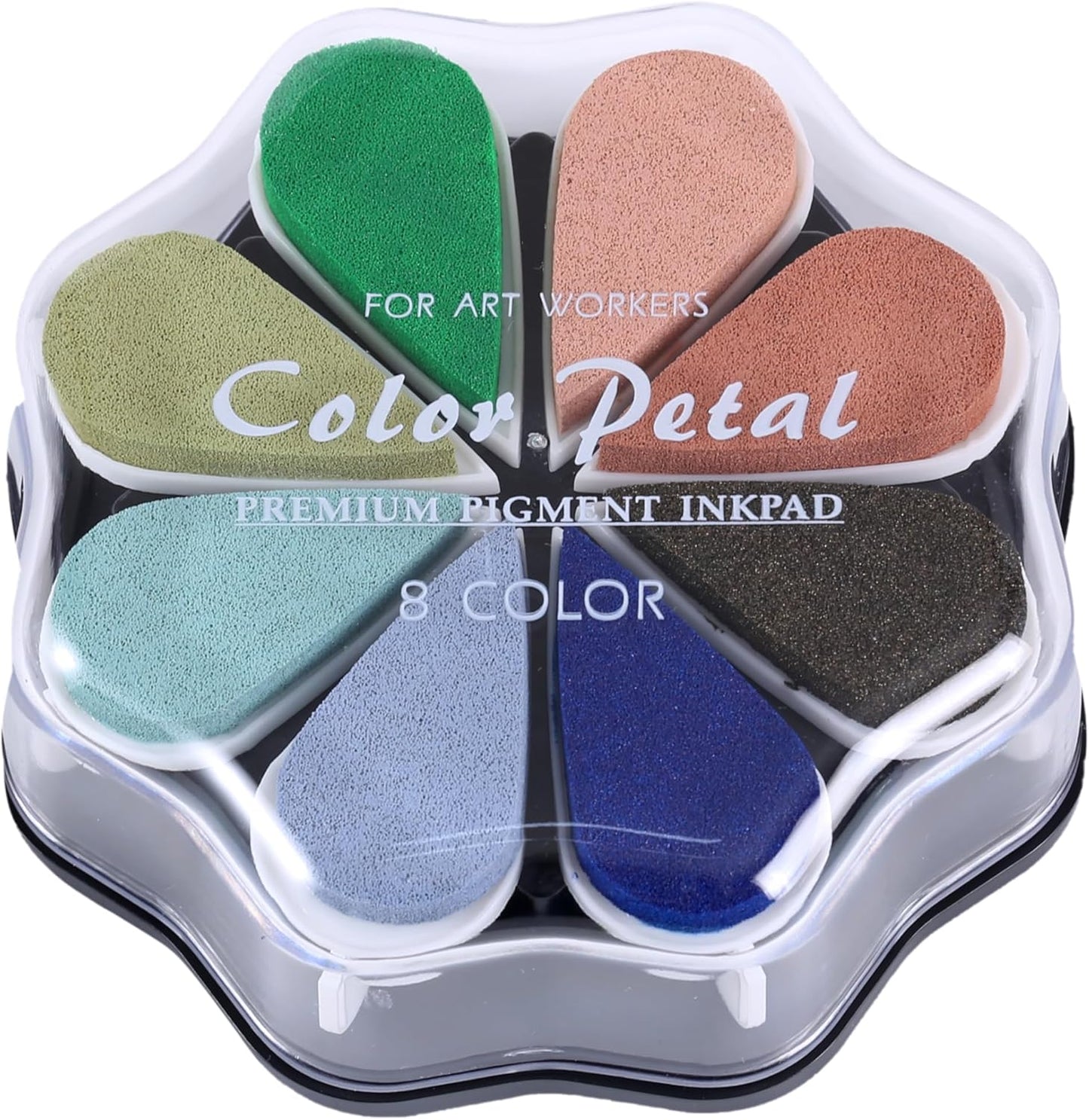 YPSelected 8 Assorted Multi Colours Waterdrop Shaped Craft Rubber Stamps Petal Ink Pads for Paper Wood Fabric (Set 1023)