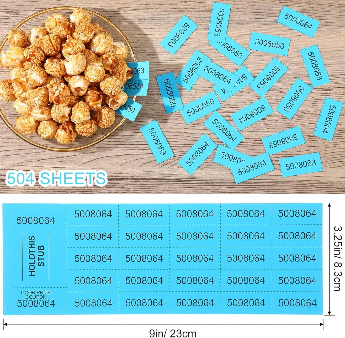 Kosiz 504 Sheets 25 Bid Raffle Ticket with Different Numbers Per Sheet Chinese Auction Tickets for Events Church Basket Auction Silent (Blue)