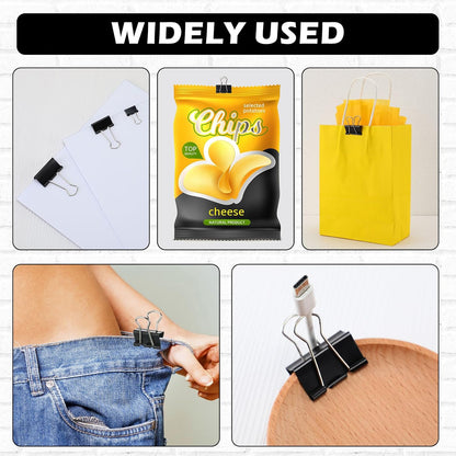 Yexiya 640 Pcs Binder Clips Paper Clamps Assorted Sizes Black, Metal Paper Binder Clips Combination Black Binding Paperwork Clamp Bulk 6 Sizes with Box School Teachers Office Supplies