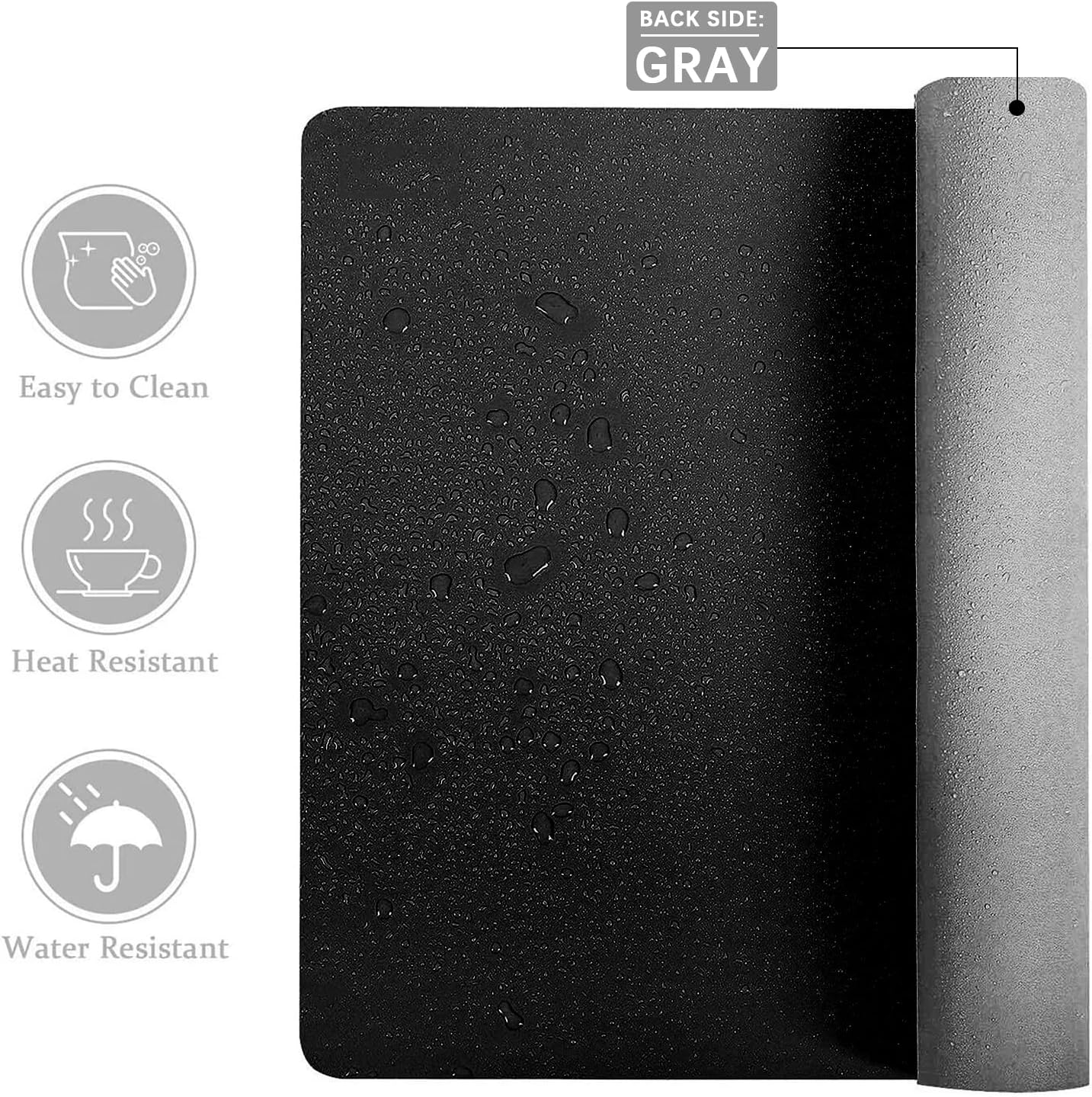 Aothia Double-Sided PU Leather Desk Pad - Non-Slip Large Mouse Pad & Desk Mat for Office, Home - Waterproof, Easy to Clean, Durable Dual-Sided Surface (23.6"x13.7", Black)