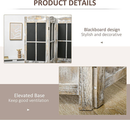 NicBex Room Divider 4 Panel Room Dividers with Black Boards Partition Room Dividers and Folding Privacy Screens 5.6 FT Wall Divider for Home, Office, Room Separation,70.75"W x 0.75"D x 69.75"H,Natural