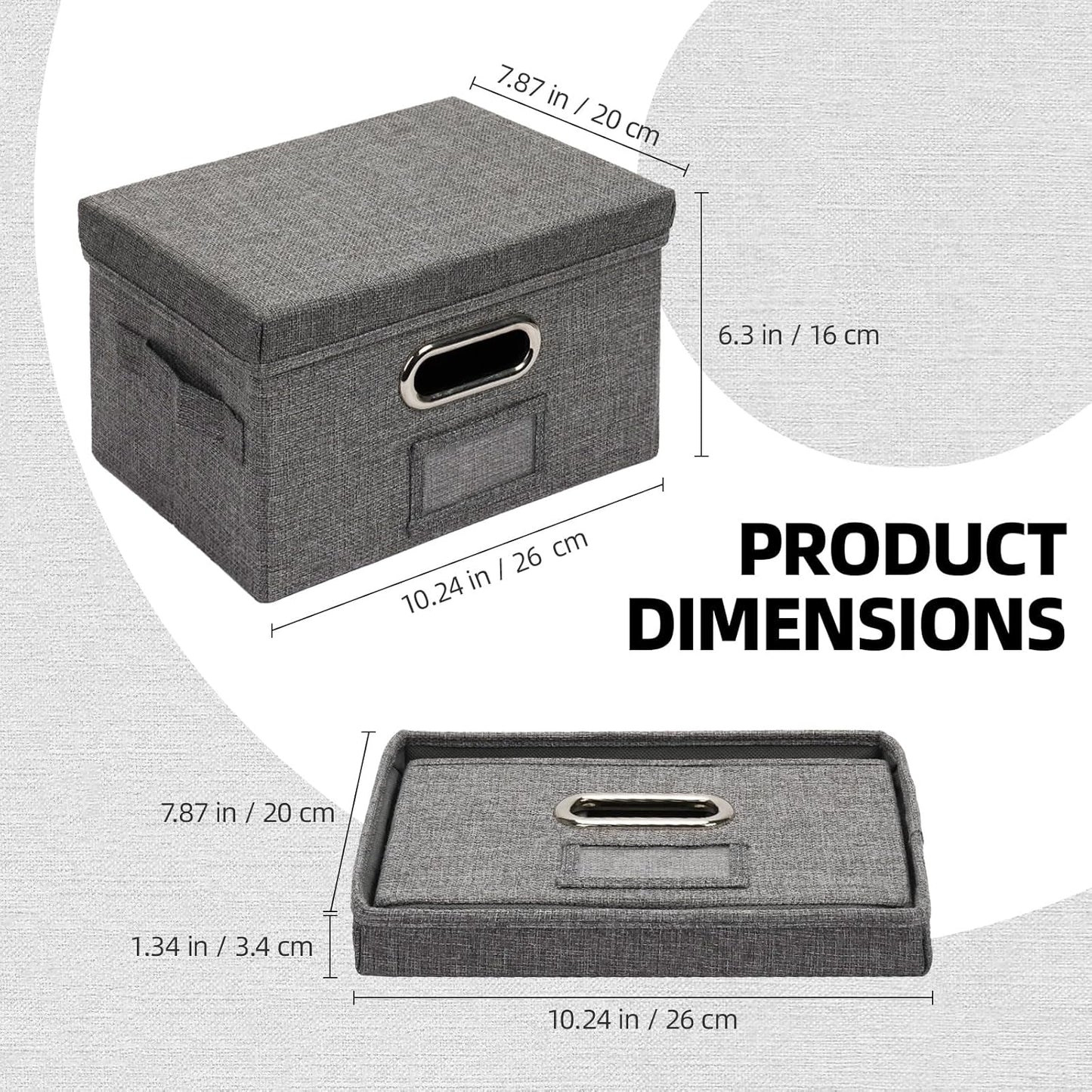 Greeting Card Storage Box, Linen Storage Box with 32 Adjustable Dividers, 168 Labels, 2 Marker Pen, Perfect for Organizing Greeting Cards, Envelopes, Photos 2 Pack Grey