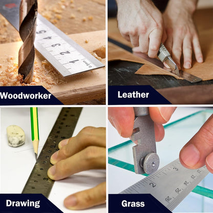 Metal Ruler 18 Inch: [2 Pieces 18 Inch] Non-Slip Cork Backing Rulers with Inch and Centimeters Prevent Ink Leakage:for School Office Drawing Engineering