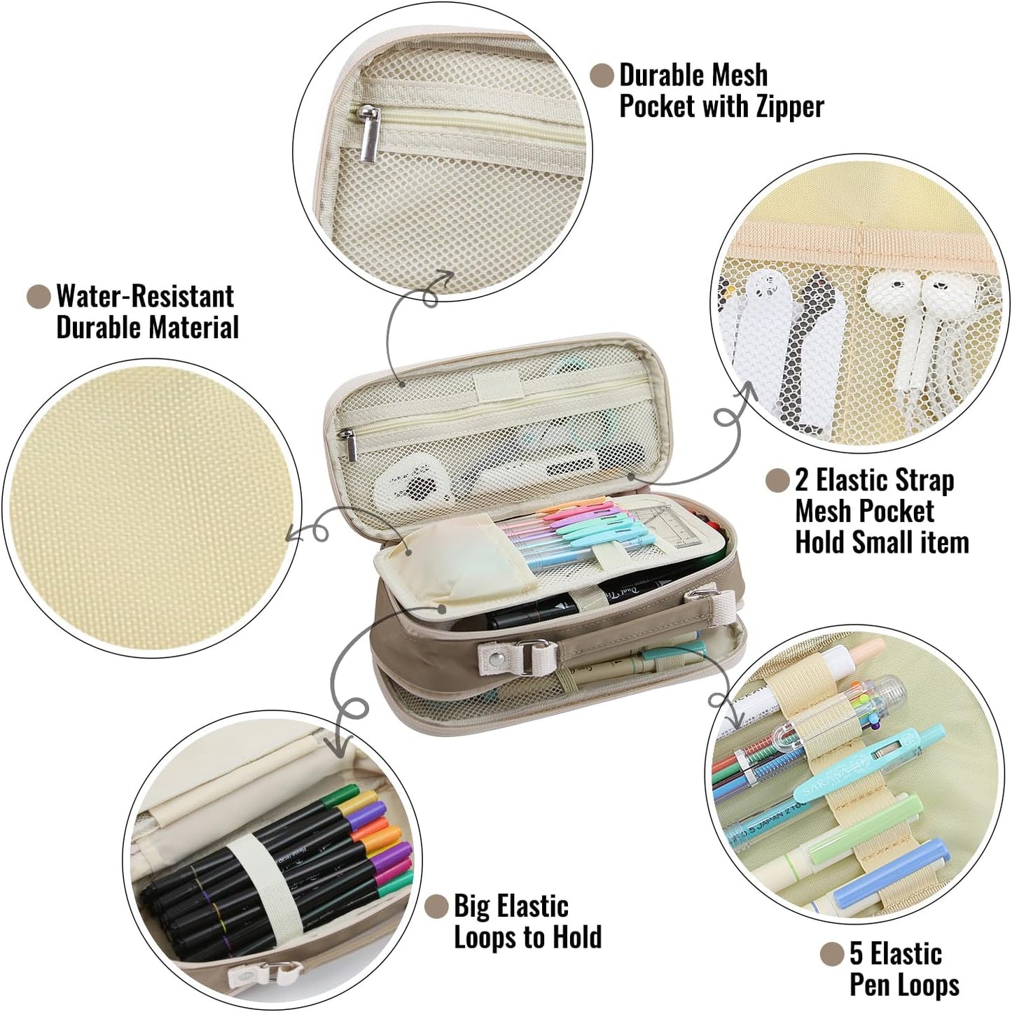 Pencil Case, Large Capacity Pencil Case Organizer; Double Zipper Storage Bag; Big Pencil Pouch for College School Office Teen Girl Boy Men Women Adult