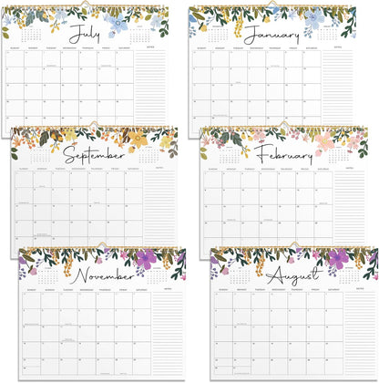 2025-2026 Wall Calendar, Gimoner Calendar 2025, 18 Months Calendar Runs From July 2025 - December 2026, 15" x 12", Twin-Wire Binding, Hanging Hook, Floral Design