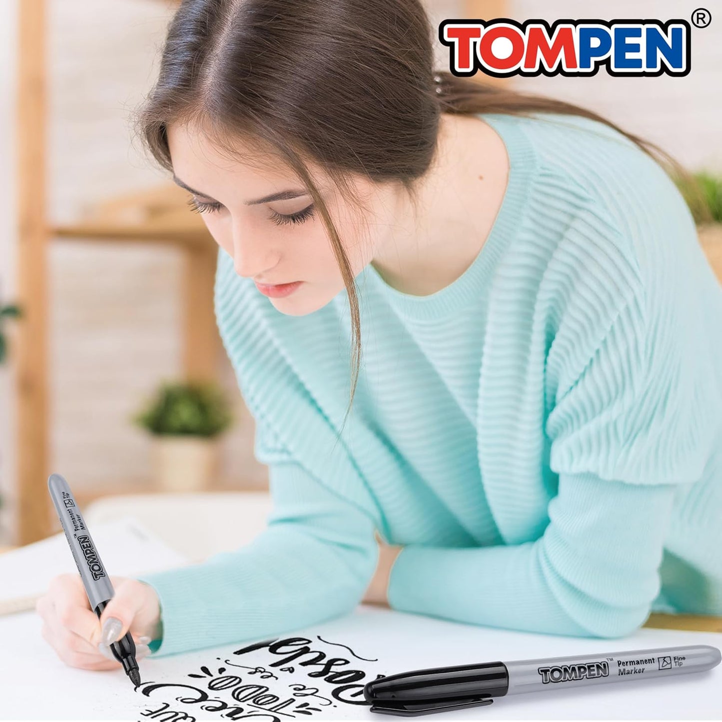 Black Permanent Markers,Fine Tip,48 Count Bulk,Waterproof Permanent Marker Pens with Quick Drying on Wood,Plastic,Paper,Metal,Mirror for Office School Classroom Home