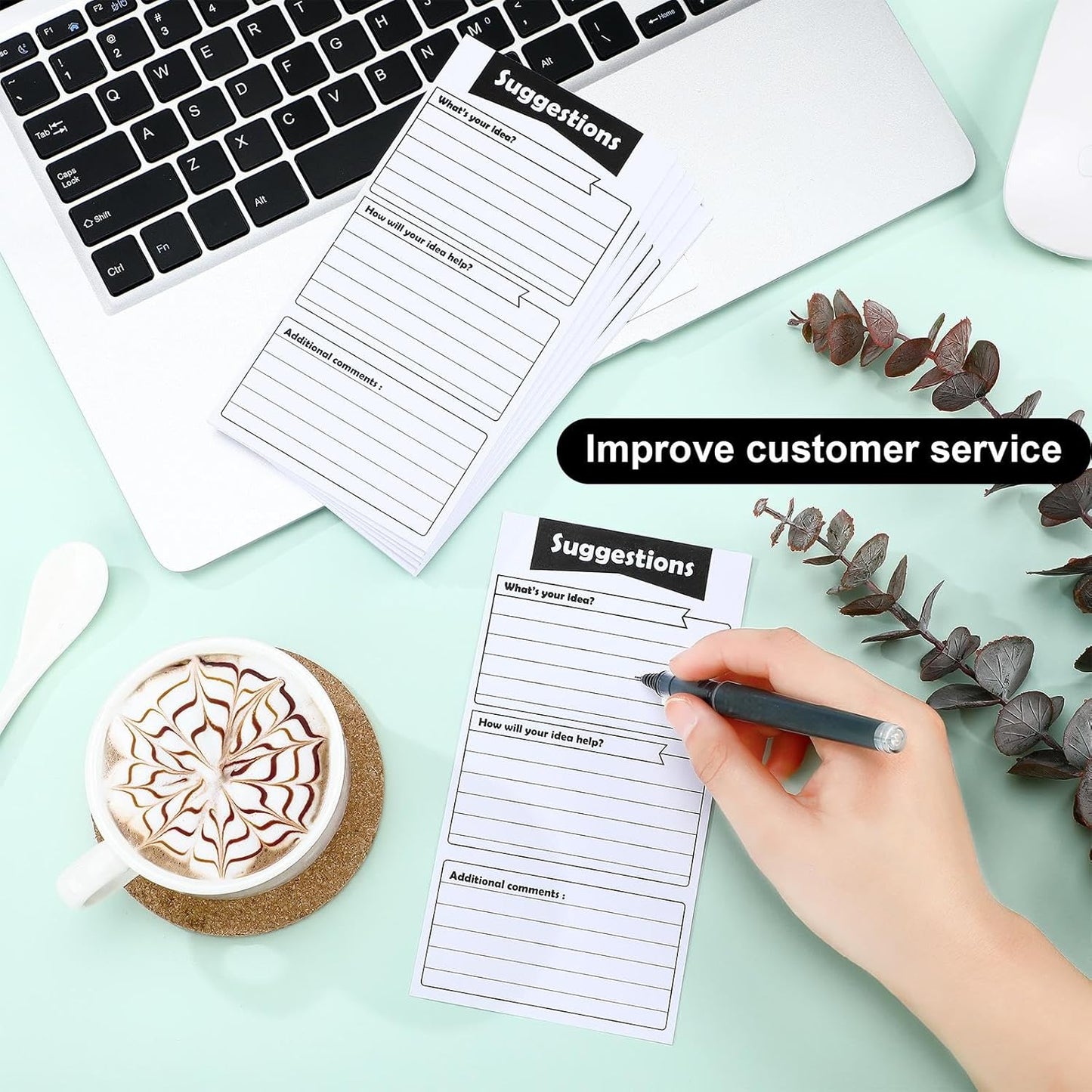 Pajean 400 Sheets Suggestion Cards Comment Complaint Cards for Suggestion Box with Lock Feedback Box Continuous Improvement for Customer Complaints(Black)