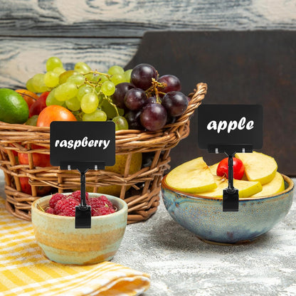 30Pcs Mini Chalkboard Sign Clips 360° Rotating Double Head Clip On Sign Holder Erasable Price Display Signs for Shelves, Store, Business, Exhibition(Black)