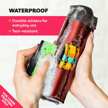 Clear Sticker Paper for Laser Printer - (20 Sheets), 8.5 x 11" Letter Size, Glossy Vinyl Sticker Paper - Perfect for Crafting and Vibrant Designs