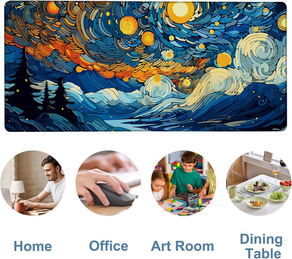 Large Mouse Pad Starry Sky Gaming Desk Pad Computer Keyboard Non-Slip Waterproof Mouse Mat with Rubber Base and Stitched Edges Entertainment Office Writing Desk Mat 35.4 x 15.7 Inches