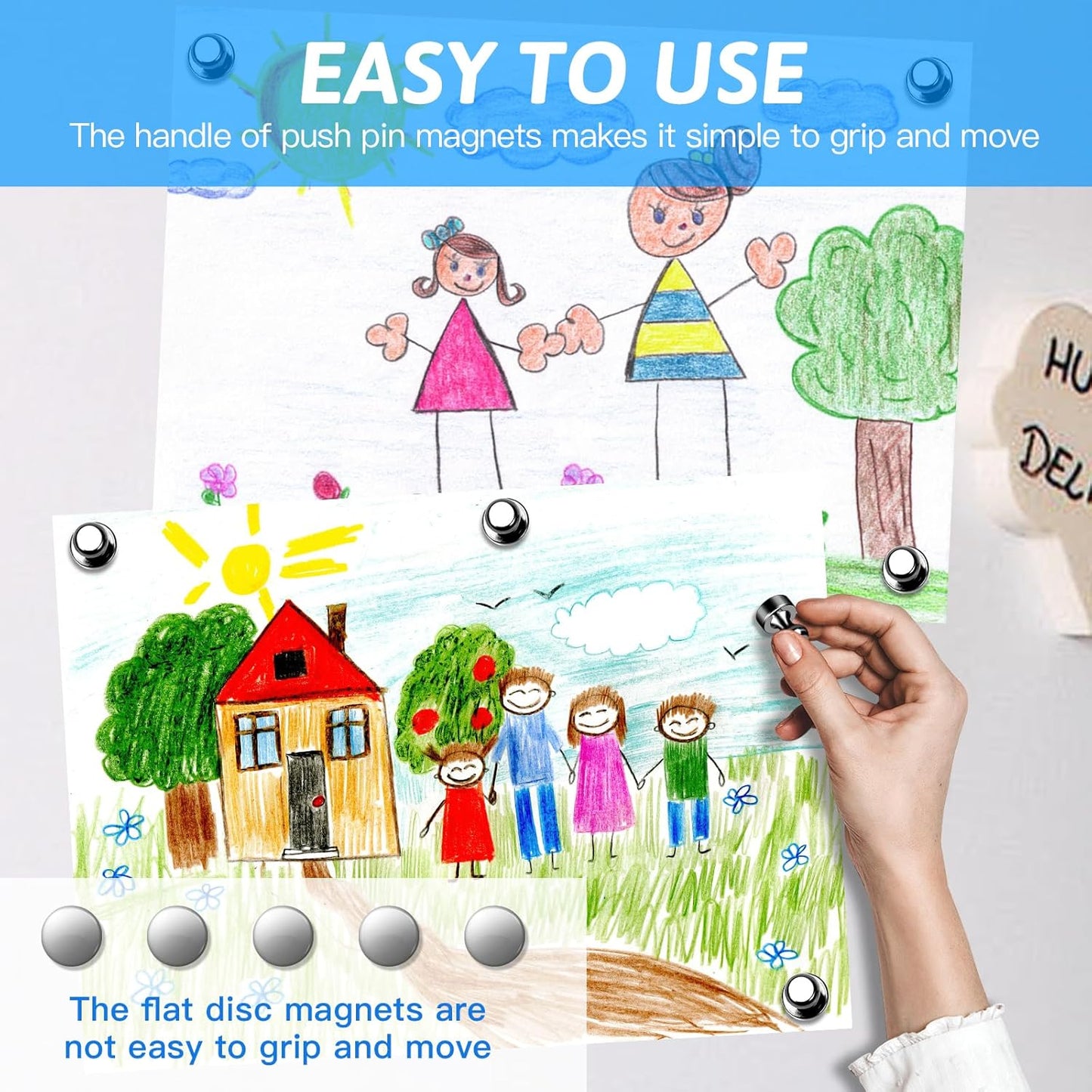 10Pack Fridge Magnet Adults Refrigerator Magnets Strong Metal Whiteboard Magnets Small Round Magnets Set for Fridge Whiteboard Locker Dry Erase Board in Kitchen Office Home Black