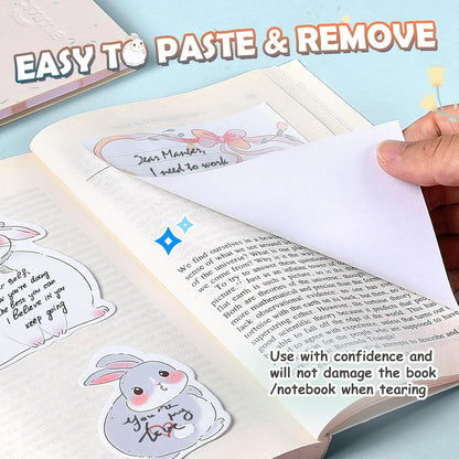 Hommie Cute Sticky Notes Set, Sticky Notes Set Planner Dividers, Easter Bunny Self-Stick Memo Pads with Animal Divider Tabs, Bundle Writing Designs for Office, School, Easter Party Supplies