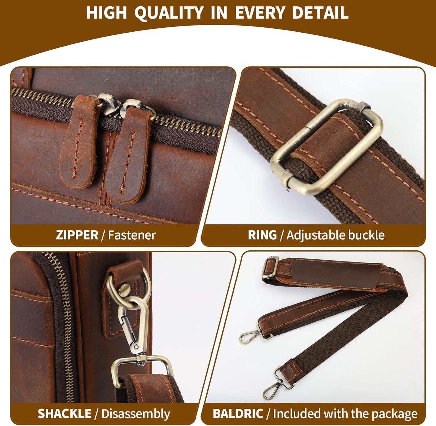 Jack&Chris Leather Briefcase for Men,Business Travel Laptop Messenger Bags