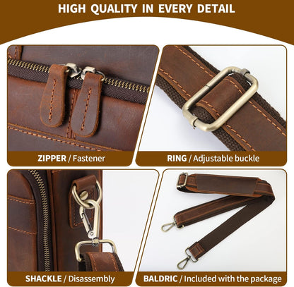 Jack&Chris Leather Briefcase for Men,Business Travel Laptop Messenger Bags