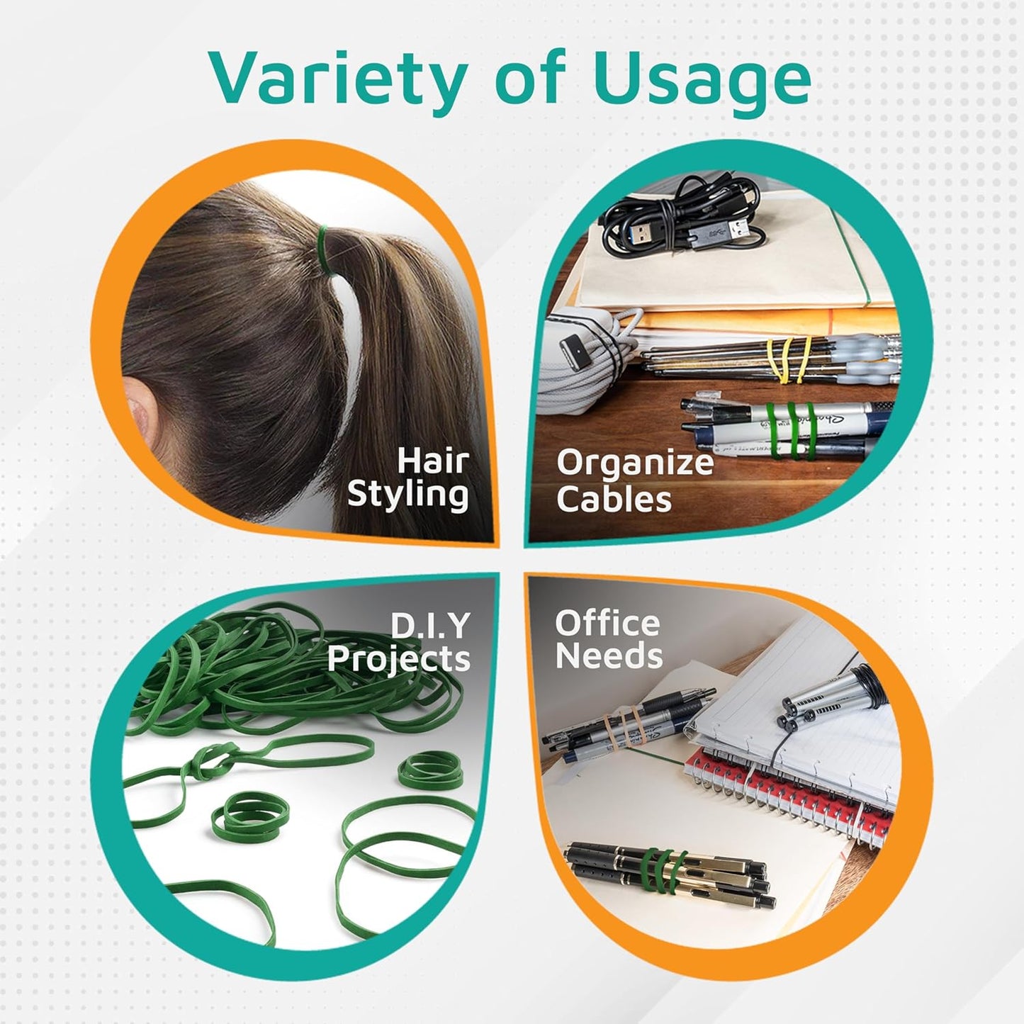 PlasticMill Light Green Rubber Bands Size 33 (3 1/2" x 1/8") - #33 Colored Rubber Bands Office Supplies - Strong, Elastic Bands for Crafts, Balloon Garland, Cash, File Folders (500-Pack)