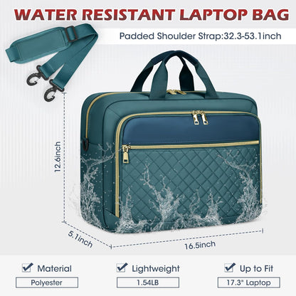 NEWHEY Laptop Bag 17.3 Inch Laptop Briefcase for Women Men Waterproof Shoulder Messenger Bag Large Computer Bag for Business Office Work College, Dark Green