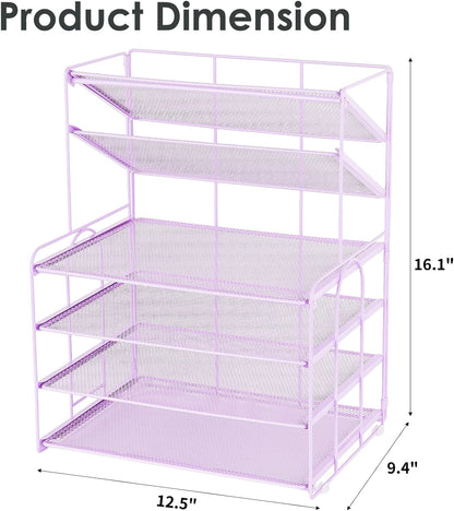 6-Tier Letter Tray Paper Organizer, Desk Organizers and Accessories, Desktop File Organizer, Office Desk Accessories for Office Supplies(Purple)