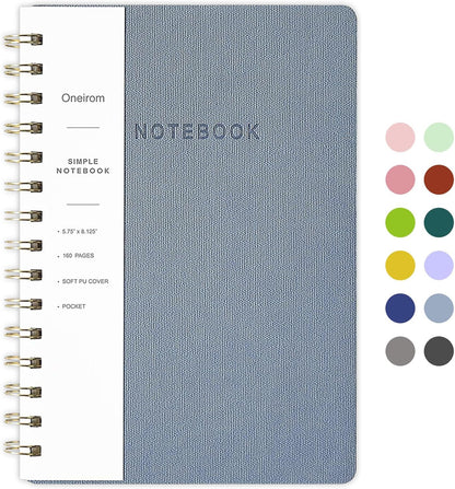 Spiral Notebook-6.10" x 8.19" College Ruled Journal with Inner Pockets and 160 Pages,PU Leather Cover Business Journal, Twin-Wire Binding Notebook Perfect for Office & Home School Supplies