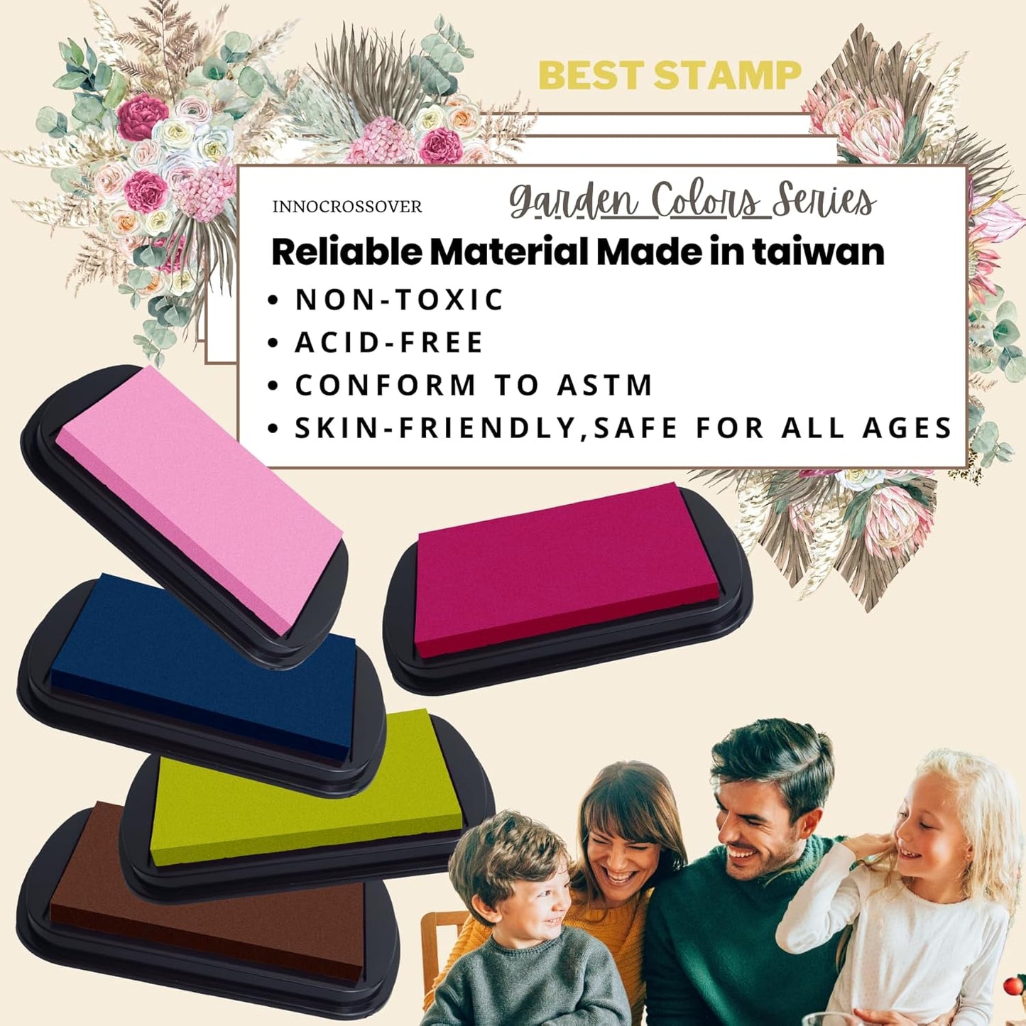 Washable Ink Pad, Stamps for Kids, Kids Crafts, Paw Print Kit, Baby Footprint Kit, Stamp Pads on Scrapbooking, Fingerprint Ink Pad, Easy to Wash Off Skin | Large | Safe Non-Toxic (Seaweed)