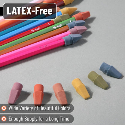 Mr. Pen- Pencil Top Erasers, 120 Pack, Folk Festival Colors, Latex-Free & No Smudge Pencil Eraser Tops