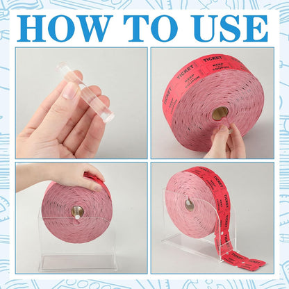 2 Pcs Acrylic Raffle Ticket Dispenser 5.6 x 7.6 x 3.1 Inch Raffle Ticket Holder Stand Dispenser Puller Machine for Single Roll and Double Roll Tickets