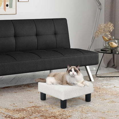 Joveco Small Foot Rest Stool Ottoman, Square Boucle Upholstered Footrest with Plastic Legs, Under Desk Footstool for Chair, Office, Living Room, White