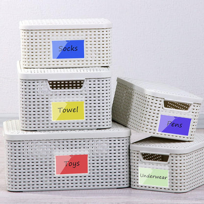 Chinco 50 Pack Clear Adhesive Pockets, Labels for Storage Bins, Plastic Self Adhesive Index Card Holder with Top Open for Organizing Bins Box Drawer(3.7 x 5.3 Inches)