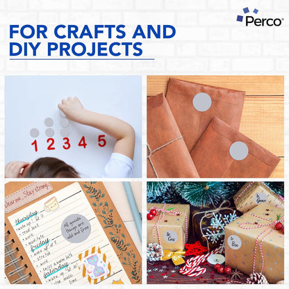 Perco Metallic Silver 2" Round Circle Dot Sticker Labels for Wedding Invitations - Multi-Roll Pack (3 Rolls, 500 Labels Each) - Permanent Adhesive, Vibrant Colors, Perforated for Easy Use, Made in USA