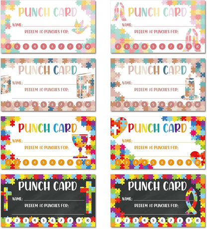 Fumete 400 Pcs Punch Cards for Classroom Reward Cards Behavior Incentive Loyalty Awards for Kids Students Teachers School Business, 8 Styles, 3.5 x 2 in (10 Christian Punches Style)