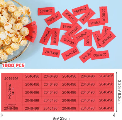 Kosiz 1000 Sheets 25 Bid Raffle Ticket Sheets Chinese Auction Tickets Numbers for Basket Events and Silent Auctions (Red)