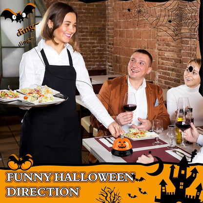 Hotop 3 Pcs Desk Bell for Service Funny Front Desk Smile Face Metal Ringer Call Bell for Kitchen Hotel Restaurant Classroom(Pumpkin, Ghost, Bat,Orange, Black, White)
