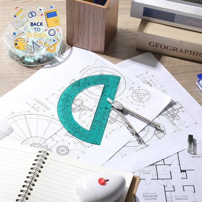 EBOOT Student Geometry Math Set, Drawing Compass and 6 Inch Swing Arm Protractor 180 Degree Math Protractor(Turquoise)
