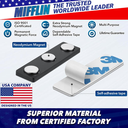 Mifflin-USA - Name Tag Magnets - 200 Pack, 1.75 x 0.5 Inches - Premium ID Badge Holder with 3 Extra Strong Neodymium Magnets