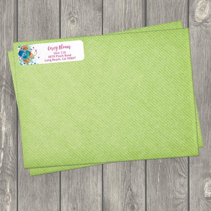 Bright Watercolor Floral Rolled Address Labels / 5 Vibrant Flower Bouquet Designs/Roll of 500 Personalized Address Labels/Designer Return Address Stickers in Elegant Plastic Dispenser