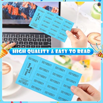 Kosiz 1000 Sheets 15 Bid Raffle Ticket Sheets Chinese Auction Tickets Numbers for Basket Events and Silent Auctions (Lake Blue)