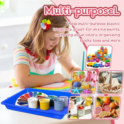 15 Pcs Multicolor Plastic Art Trays, Sensory Bin Tools for Kids, Paint Serving Tray Play,Tuff Tray Set for Classroom and Home Crafts, DIY Projects, Painting, Beads, Organizing Supply