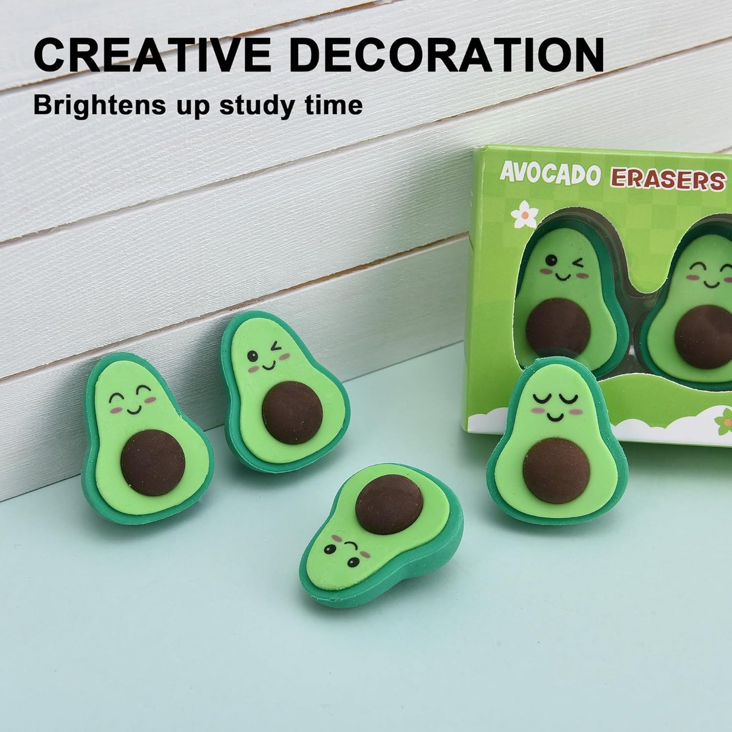 16Pcs Avocado Erasers for Kids Bulk, Kawaii Cute Novelty Fruit Eraser for School Classroom Supplies Party Favors