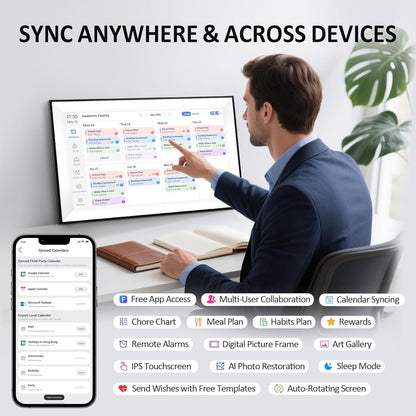 15.6 Inch Digital Calendar Chore Chart, Digital Picture frame,Smart Touchscreen Wall & Desk Electronic Calendar Family Planner for Seamless Scheduling/Organizing