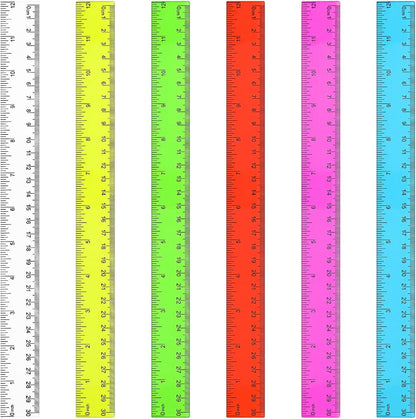 Zonon 6 Pcs 12 Inch Ruler Bulk Plastic Flexible Straight Metric Rulers with Centimeters and Inches Drafting Measuring Tool for Classroom School Students Education(Colorful)