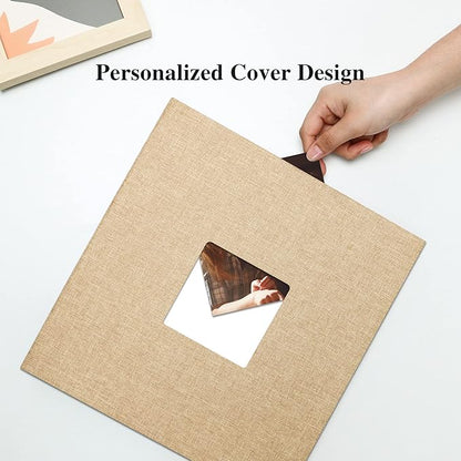 Vienrose Large Photo Album Self Adhesive for 4x6 8x10 Pictures Linen Scrapbook Album DIY 60 Blank Pages with A Metallic Pen Khaki
